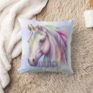 Purple Pink Unicorn Name Cushion