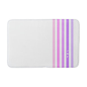 Purple & Pink Vertical Stripes Monogram Bath Mat