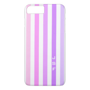 Purple & Pink Vertical Stripes Monogram iPhone 8 Plus/7 Plus Case