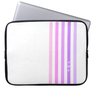 Purple & Pink Vertical Stripes Monogram Laptop Sleeve
