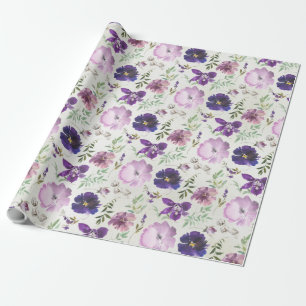 Purple Pink Violet Orchid Peony Garden Wrapping Pa Paper