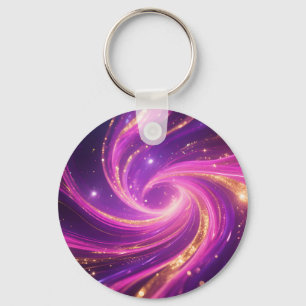 Purple Pink Vortex Energy Swirl Abstract Key Ring