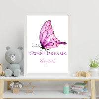 Purple Pink Watercolor Butterfly Nursery Wall Art 