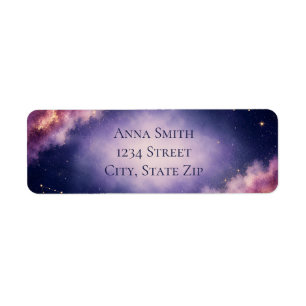 Purple Pink Watercolor Celestial Wedding Address Return Address Label