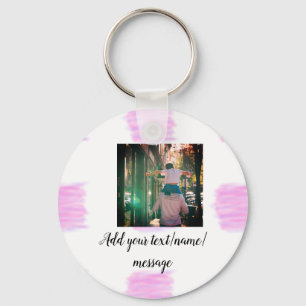Purple pink watercolor father son dad add image te key ring