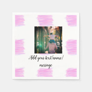 Purple pink watercolor father son dad add image te napkin