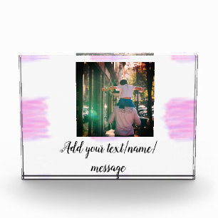 Purple pink watercolor father son dad add image te photo block