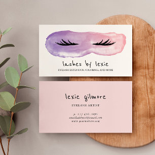 Purple &  Pink Watercolor Lash Artist Business Card
