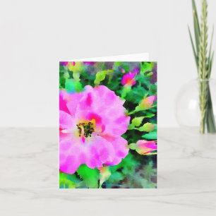 Purple Pink Watercolor of Summer Roses Thank You Card