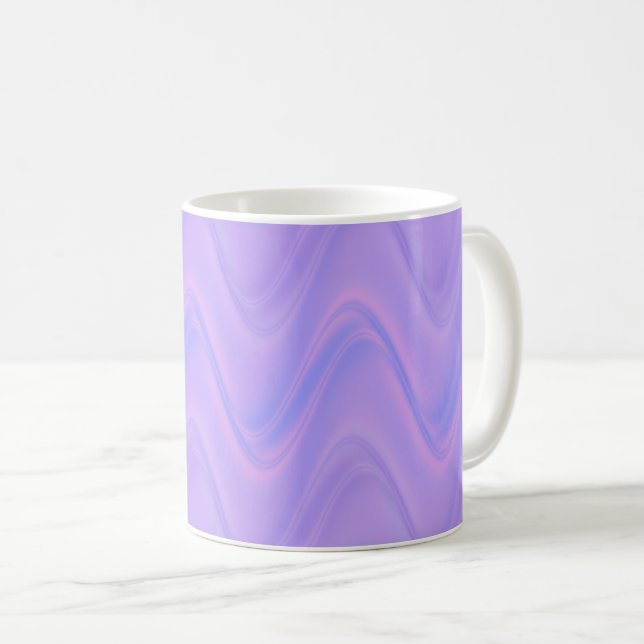 Purple Pink Wavy Lines Pattern Coffee Mug (Front Right)