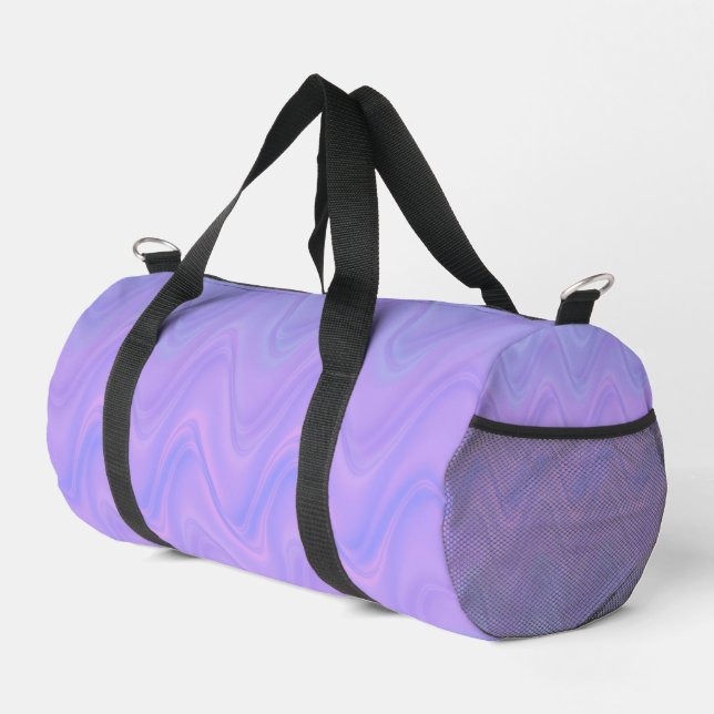 Purple Pink Wavy Lines Pattern Small Duffle Bag (Right Corner)