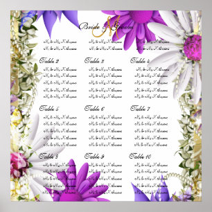 Purple pink wedding seating charts