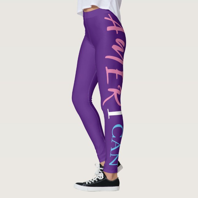 Purple Pink White Blue Black Woman African America Leggings (Left)
