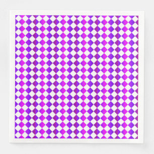 Purple Pink White Chequered Diamond Pattern Napkin