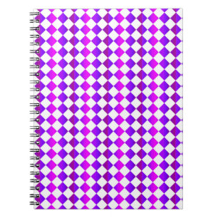 Purple Pink White Chequered Diamond Pattern Notebook