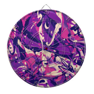 Purple, Pink & White Paint Swirl Pattern Dartboard