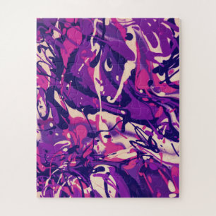 Purple, Pink & White Paint Swirl Pattern Jigsaw Puzzle