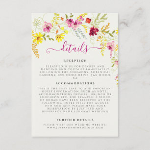 Purple Pink Wild Orchid Flowers Wreath Wedding Enclosure Card