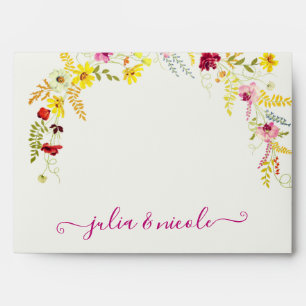 Purple Pink Wild Orchid Flowers Wreath Wedding Envelope