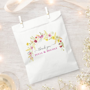 Purple Pink Wild Orchid Flowers Wreath Wedding Favour Bag