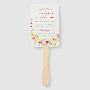 Purple Pink Wild Orchid Flowers Wreath Wedding Hand Fan