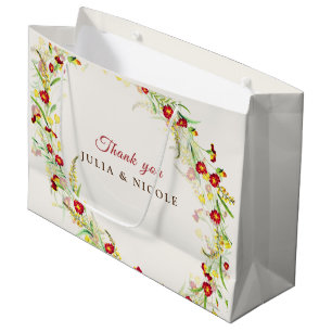 Purple Pink Wild Orchid Flowers Wreath Wedding Large Gift Bag