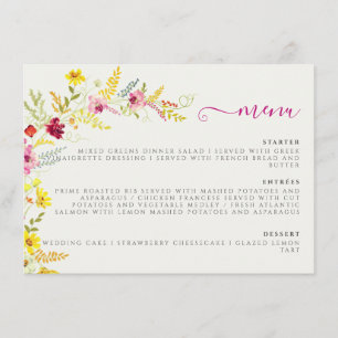 Purple Pink Wild Orchid Flowers Wreath Wedding Menu