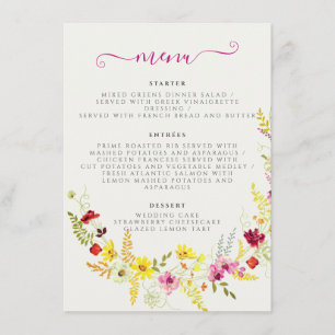 Purple Pink Wild Orchid Flowers Wreath Wedding Menu