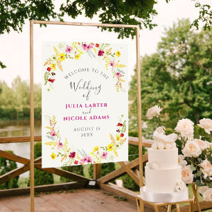 Purple Pink Wild Orchid Flowers Wreath Wedding Poster