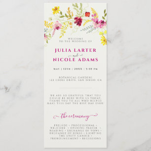 Purple Pink Wild Orchid Flowers Wreath Wedding Program