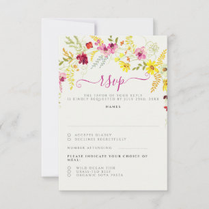 Purple Pink Wild Orchid Flowers Wreath Wedding RSVP Card