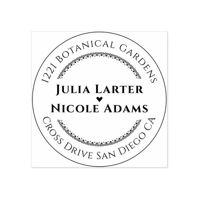 Purple Pink Wild Orchid Flowers Wreath Wedding Rubber Stamp (Imprint)