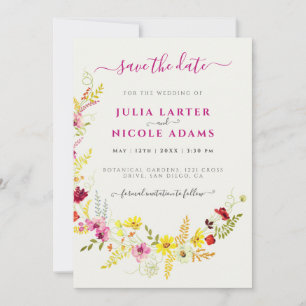 Purple Pink Wild Orchid Flowers Wreath Wedding Save The Date