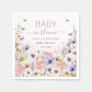 Purple Pink Wildflower Butterflies Baby in Bloom Napkin