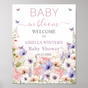 Purple Pink Wildflower Butterflies Baby in Bloom Poster