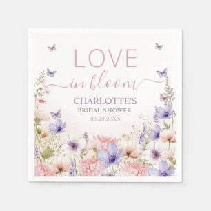 Purple Pink Wildflower Butterflies Love in Bloom Napkin