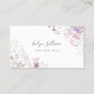 Purple pink wildflowers business card