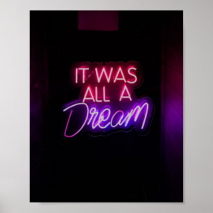 Purple-Pink Word Text Art It Was All A Dream Sign 