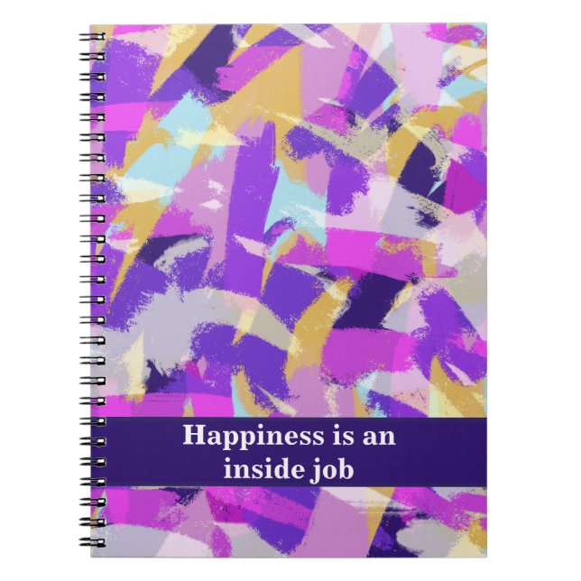 Purple Pink Yellow Blue Modern Motivational Quote Notebook (Front)