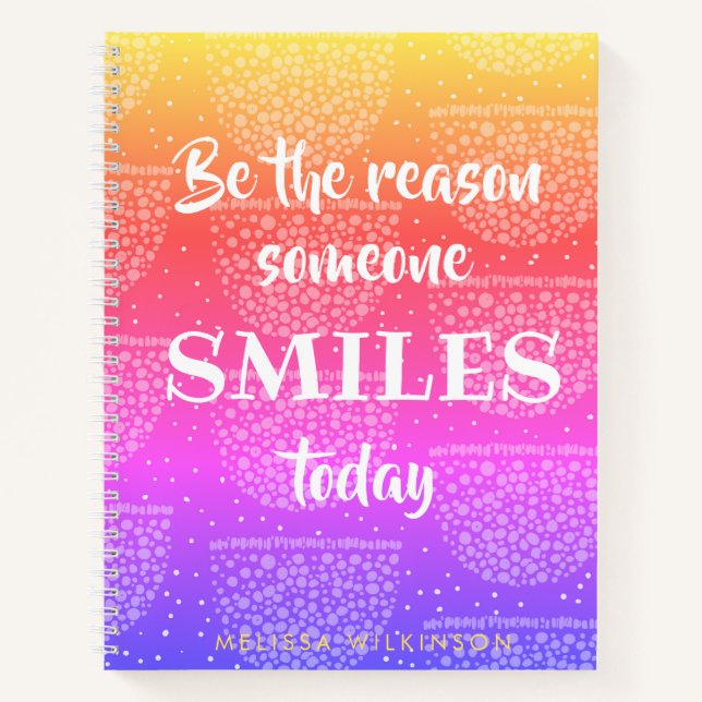 Purple Pink Yellow Ombre Rainbow - Add Your Name Notebook (Front)