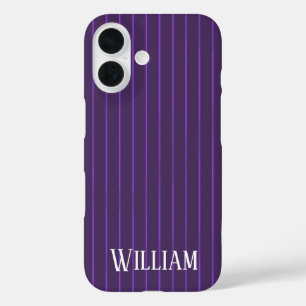 Purple pinstripes iPhone 16 case