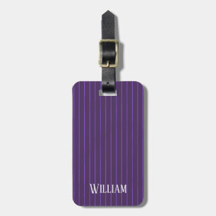 Purple pinstripes luggage tag