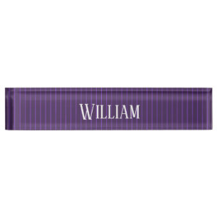 Purple pinstripes nameplate