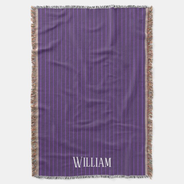 Purple pinstripes throw blanket (Front Vertical)