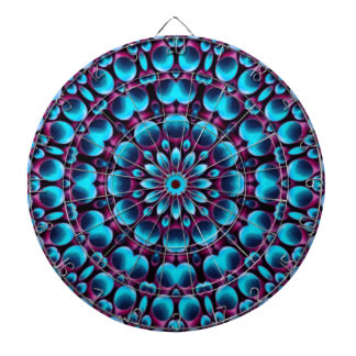 Purple Pipes  Vintage Blue Fractal Kaleidoscope Dartboard