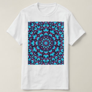 Purple Pipes Vintage Blue Fractal Kaleidoscope T-Shirt