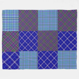 Purple Plaid/Blue Patchwork Fleece Blanket