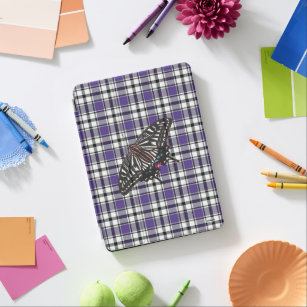Purple Plaid Butterfly iPad Case HAMbyWG