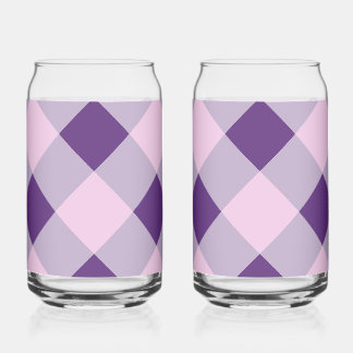 Purple plaid  can glass