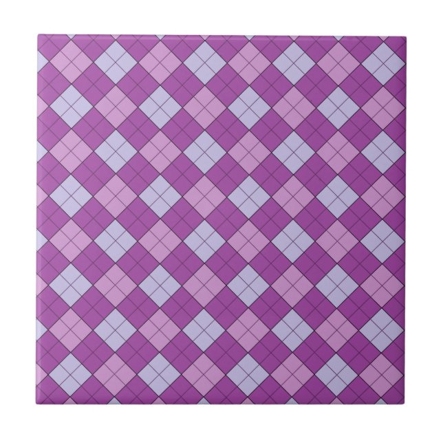 Purple Plaid Ceramic Tile (Front)